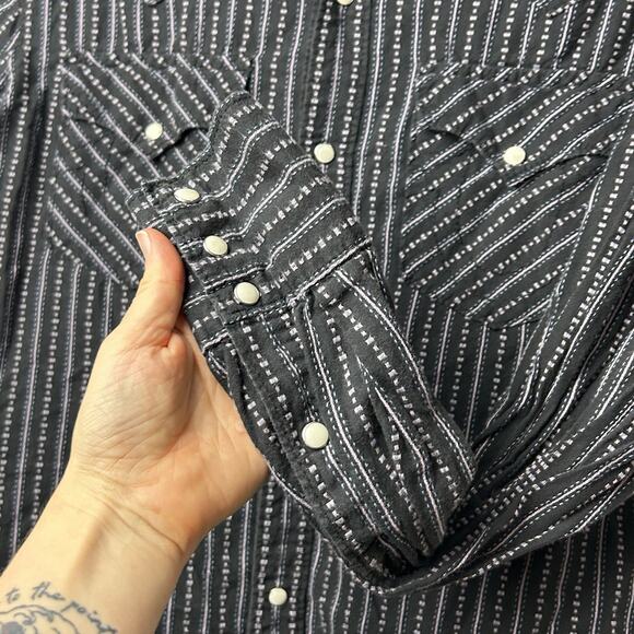 True Religion Mens Western Pearl Snap Button Up Long Sleeve Shirt Size L Striped - Picture 4 of 11